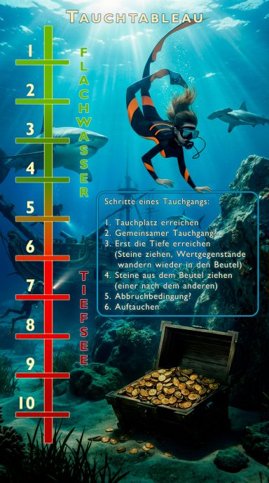 Das Tauchen zum Wrack an dem Fundort des Spielbrettes.